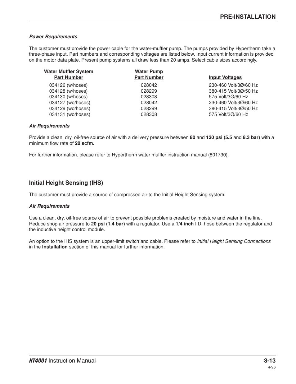 Initial height sensing (ihs) -13 | Hypertherm HT4001 Plasma Arc Cutting System User Manual | Page 53 / 259