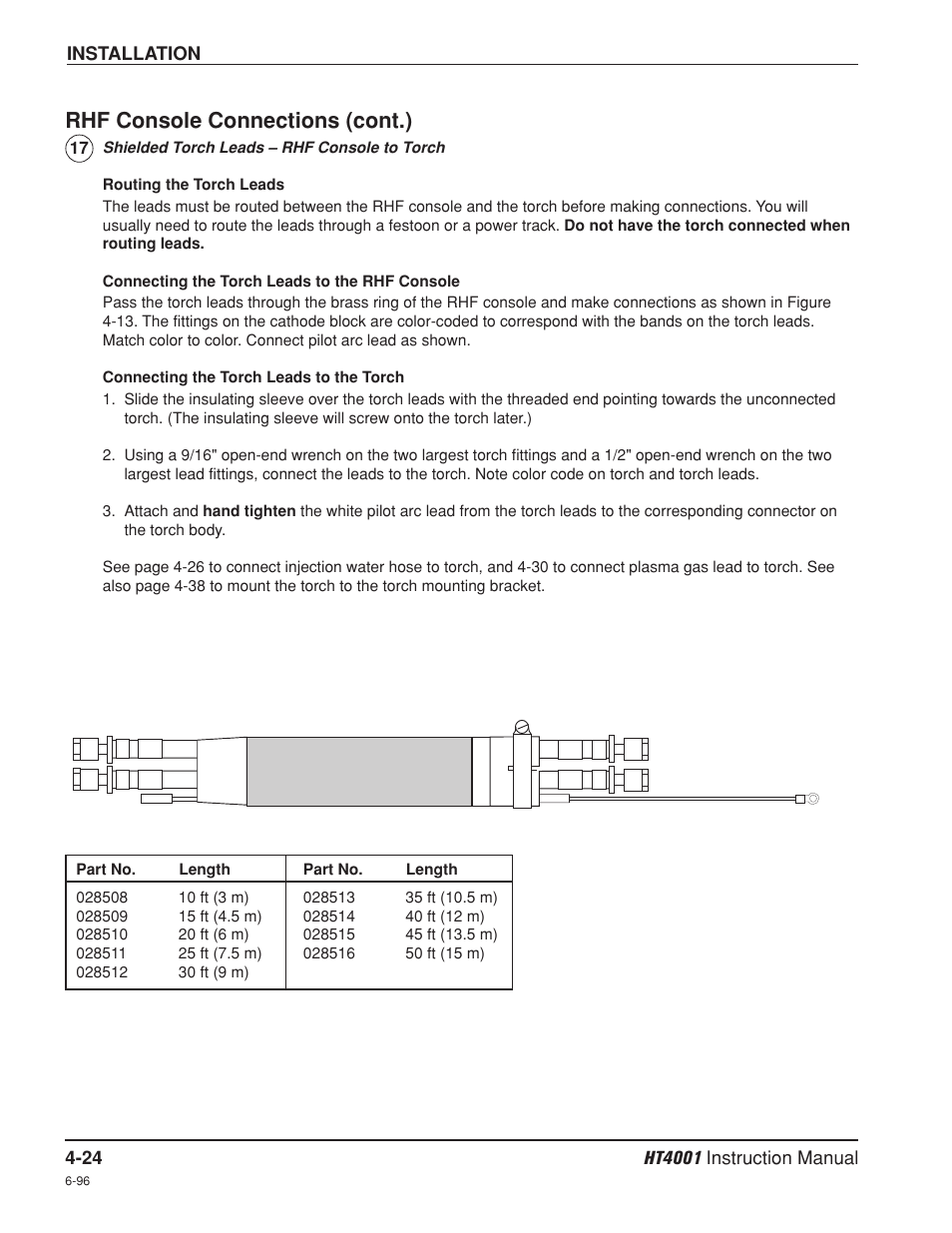 Rhf console connections (cont.) | Hypertherm HT4001 Plasma Arc Cutting System User Manual | Page 77 / 259