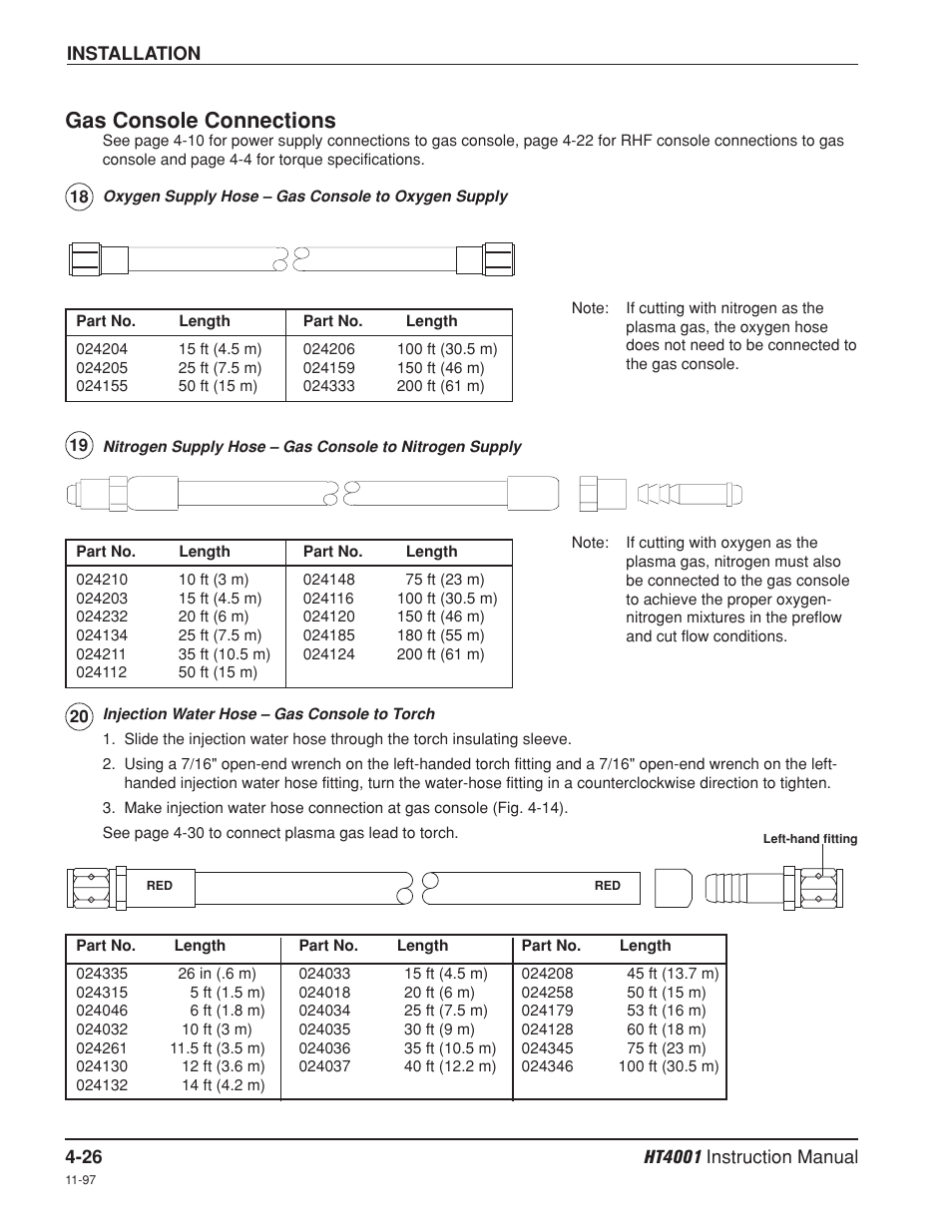 Gas console connections -26, Gas console connections | Hypertherm HT4001 Plasma Arc Cutting System User Manual | Page 79 / 259