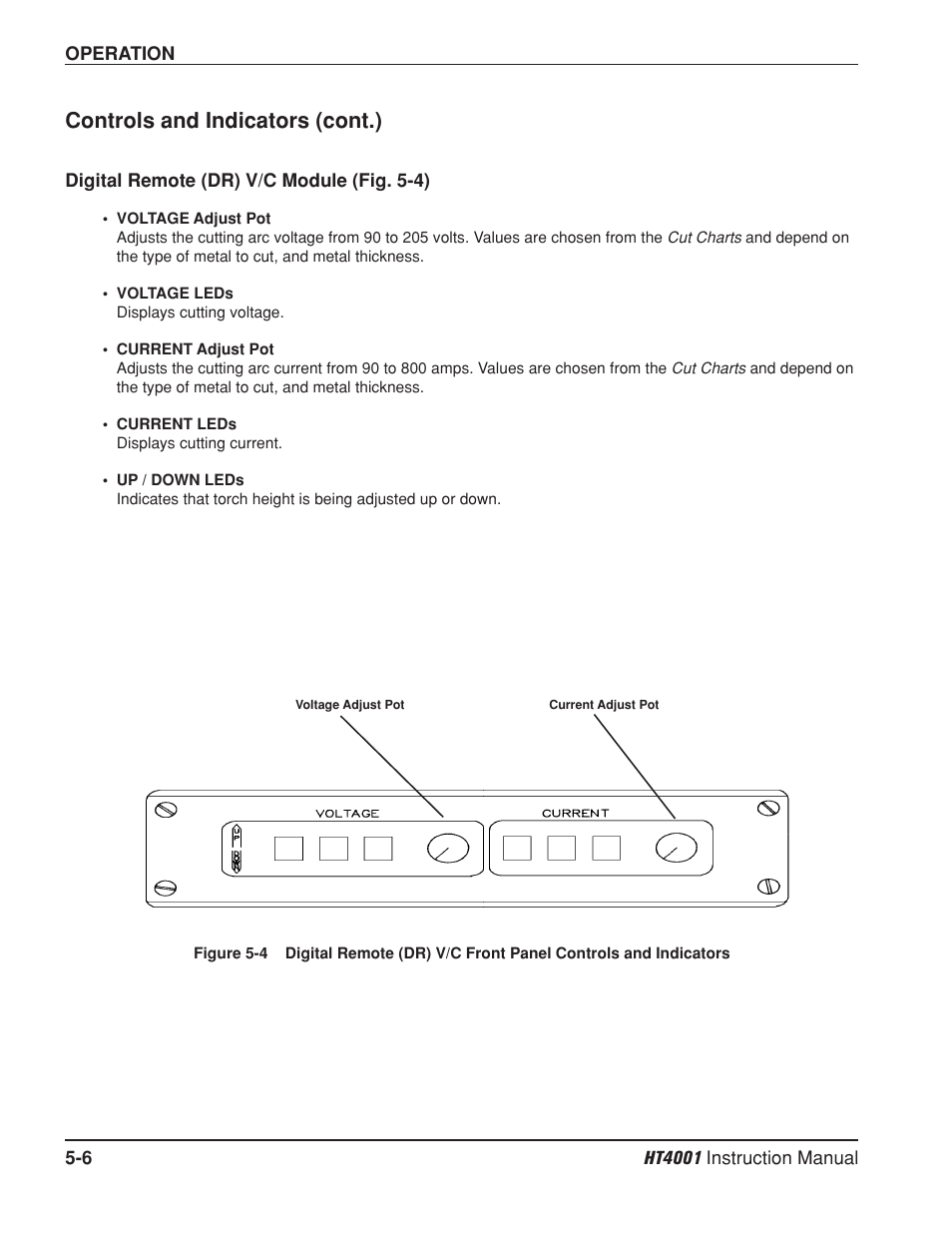 Digital remote (dr) v/c module -6, Controls and indicators (cont.) | Hypertherm HT4001 Plasma Arc Cutting System User Manual | Page 97 / 259