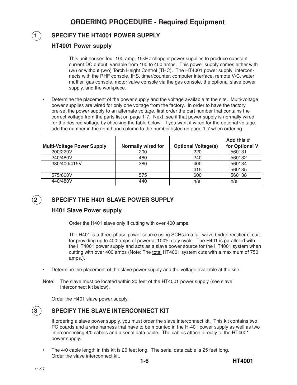 Ordering procedure - required equipment | Hypertherm HT4001 User Manual | Page 11 / 59