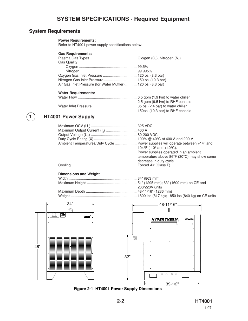 System specifications - required equipment, System requirements | Hypertherm HT4001 User Manual | Page 35 / 59