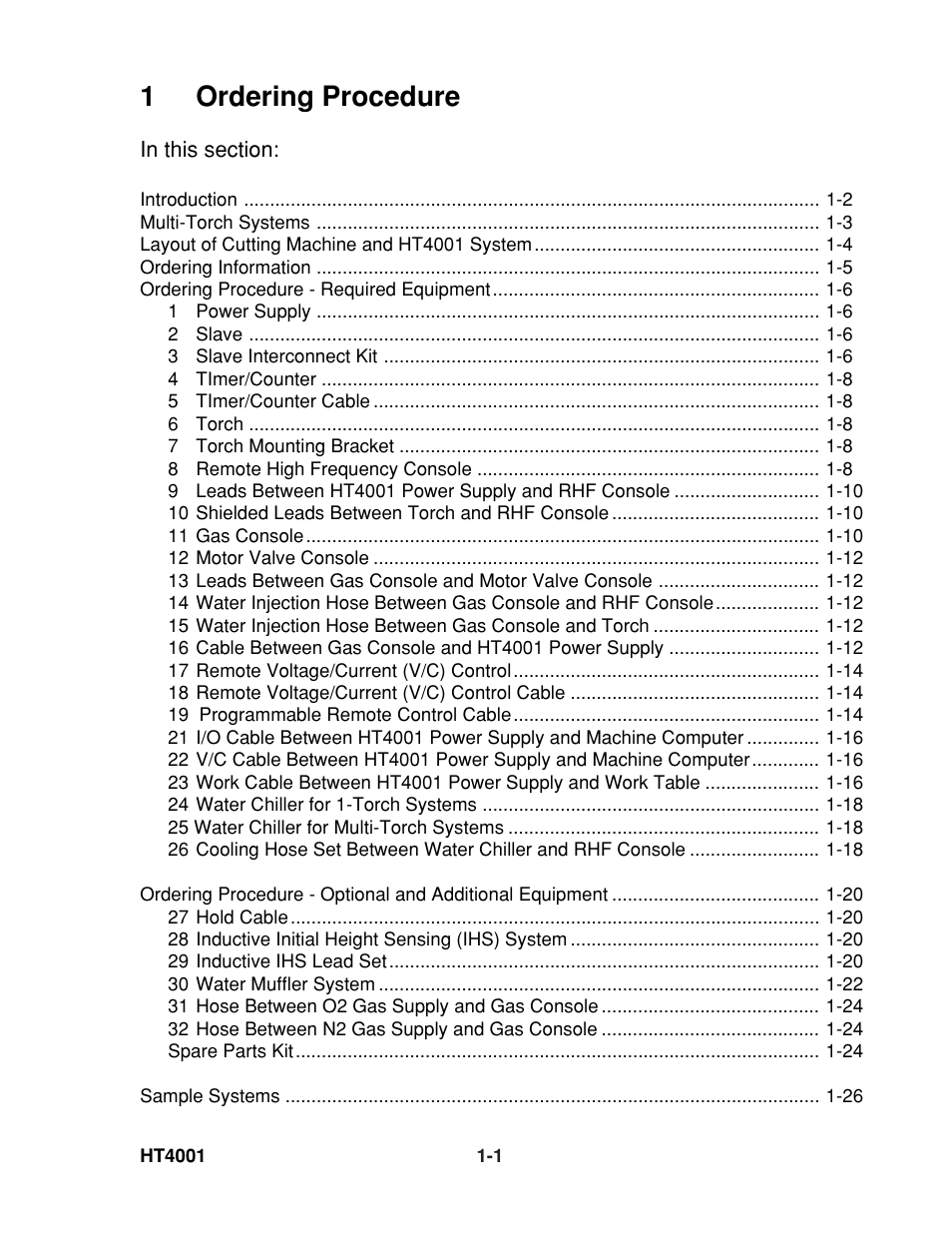 1ordering procedure | Hypertherm HT4001 User Manual | Page 6 / 59