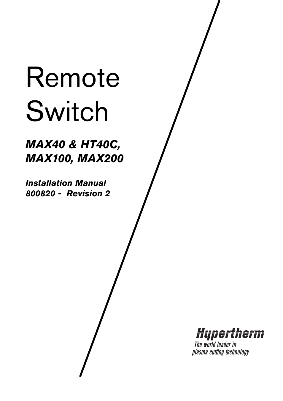 Hypertherm MAX40 Remote Switch User Manual | 9 pages