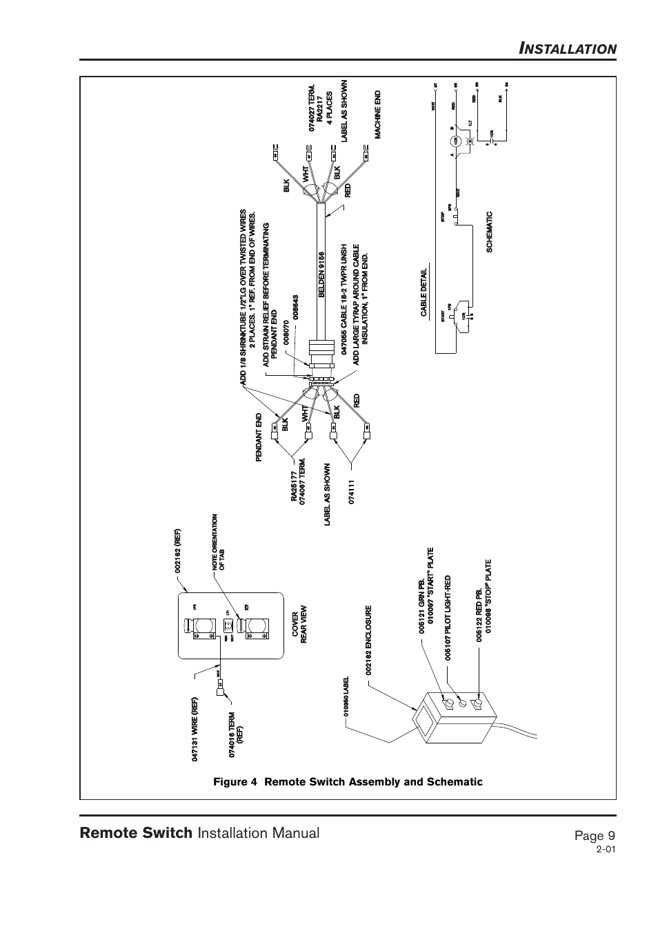 Remote switch installation manual, Page 9, Nstallation | Figure 4 remote switch assembly and schematic | Hypertherm MAX40 Remote Switch User Manual | Page 9 / 9