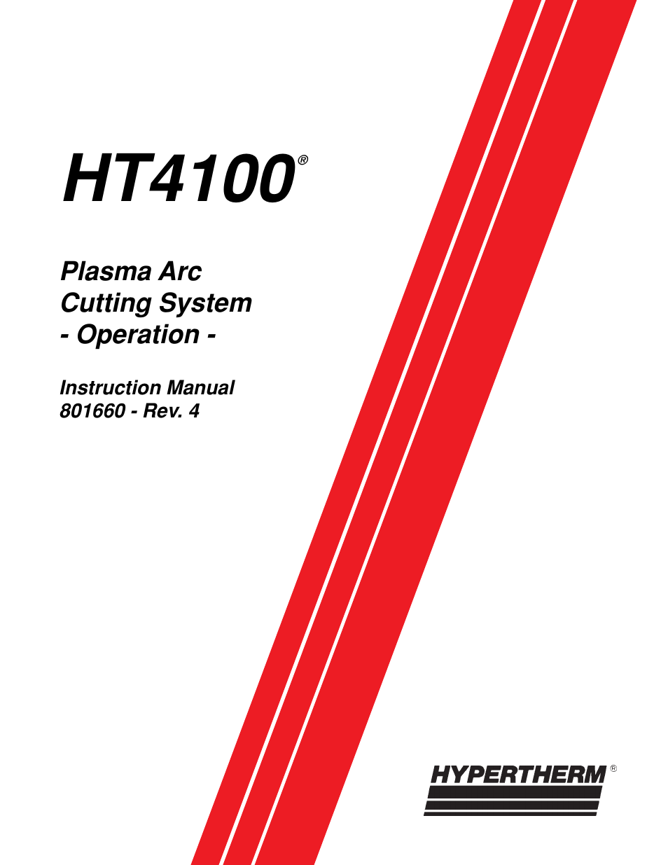 Hypertherm HT4100 Plasma Arc Cutting System Operating User Manual | 50 pages