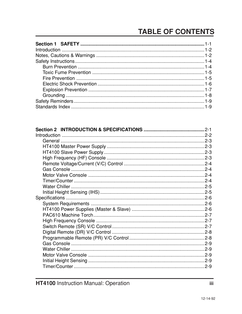 Hypertherm HT4100 Plasma Arc Cutting System Operating User Manual | Page 6 / 50
