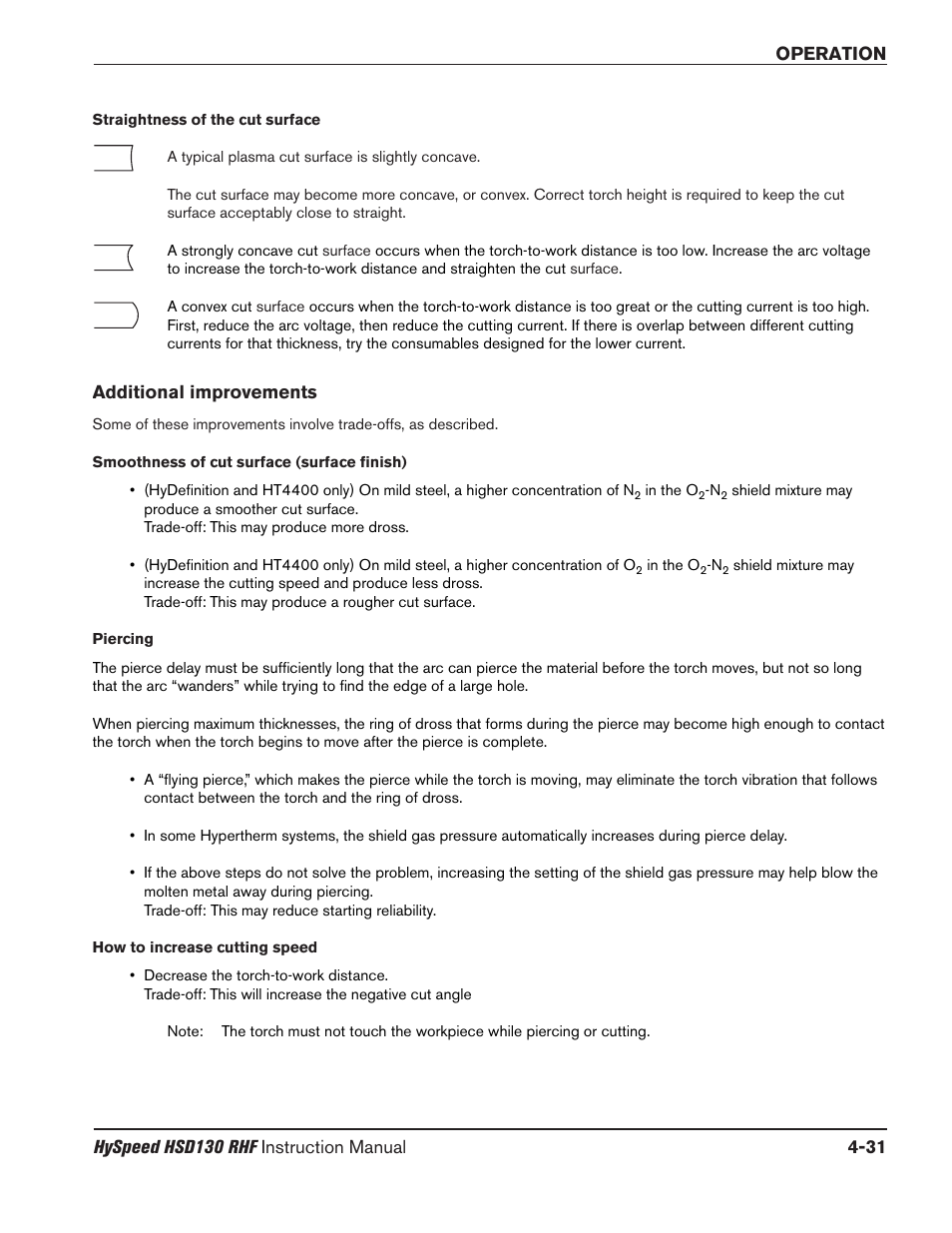 Fuel-gas console operation -5, Additional improvements -31 | Hypertherm HSD130 HySpeed Plasma User Manual | Page 145 / 233