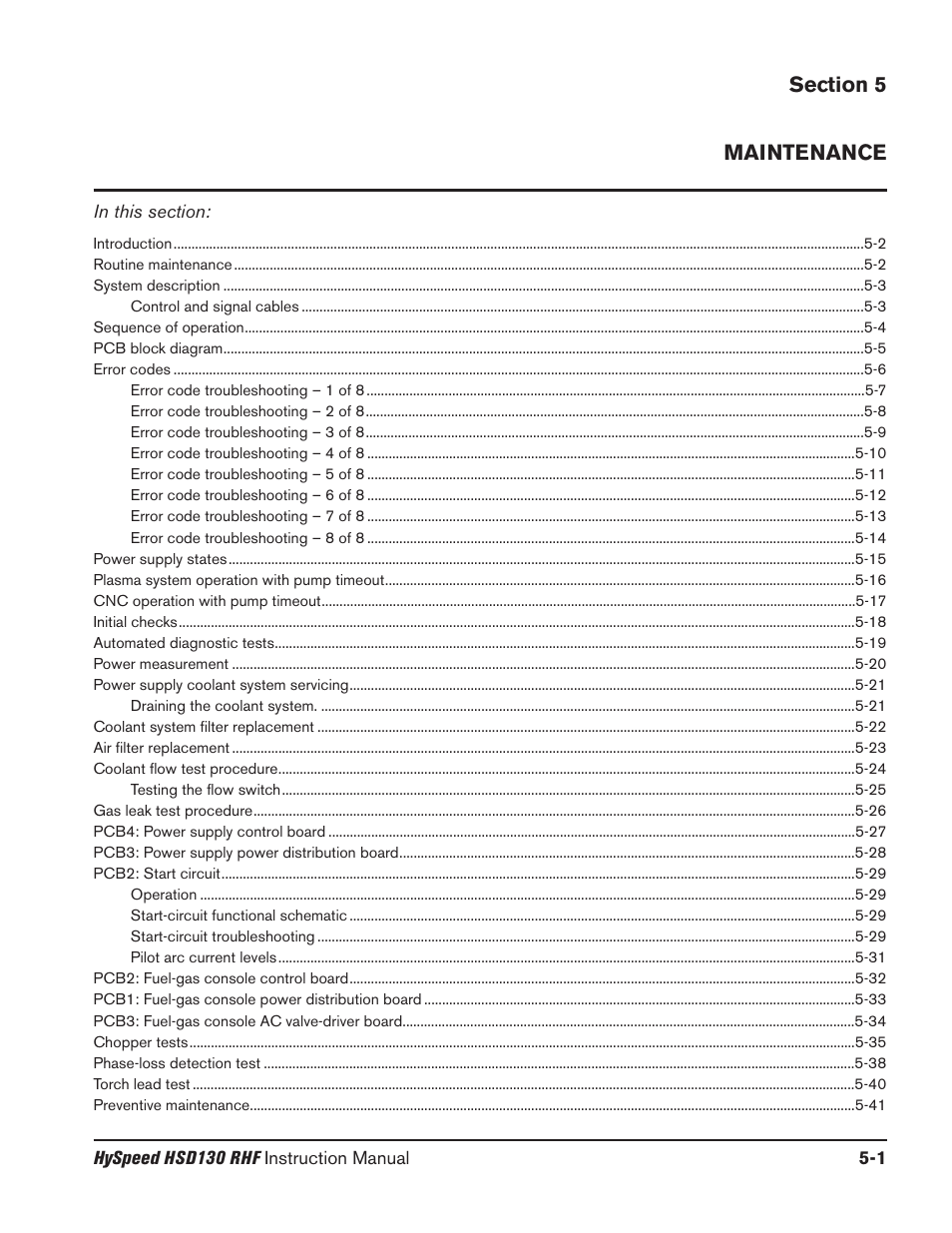 Section 5 maintenance, Mild steel -6 | Hypertherm HSD130 HySpeed Plasma User Manual | Page 147 / 233