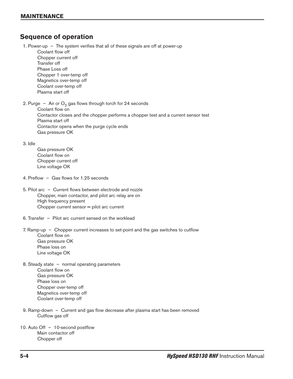 Torch connections -10, Sequence of operation -4, Sequence of operation | Hypertherm HSD130 HySpeed Plasma User Manual | Page 150 / 233