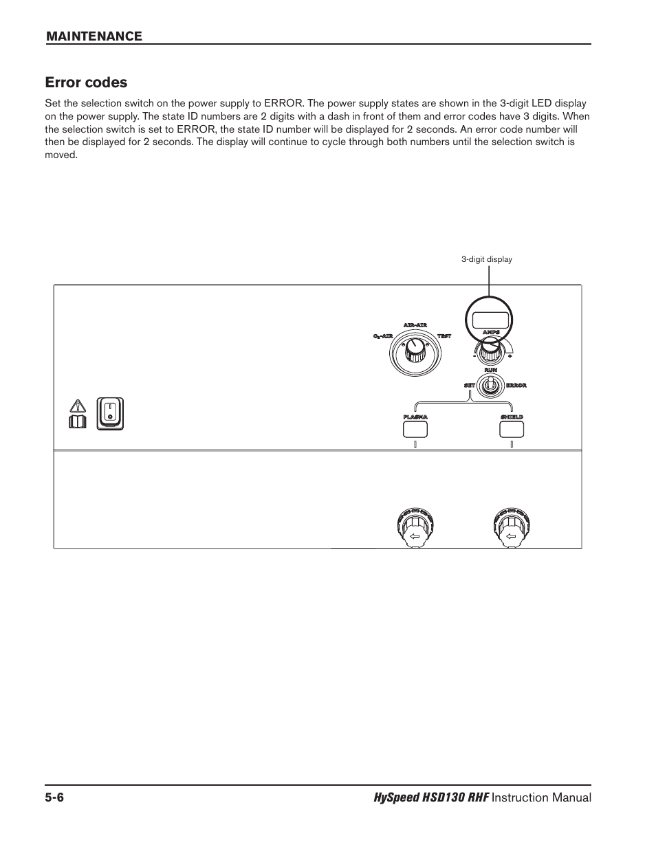 Common cutting faults -12, Error codes -6, Error codes | Hypertherm HSD130 HySpeed Plasma User Manual | Page 152 / 233