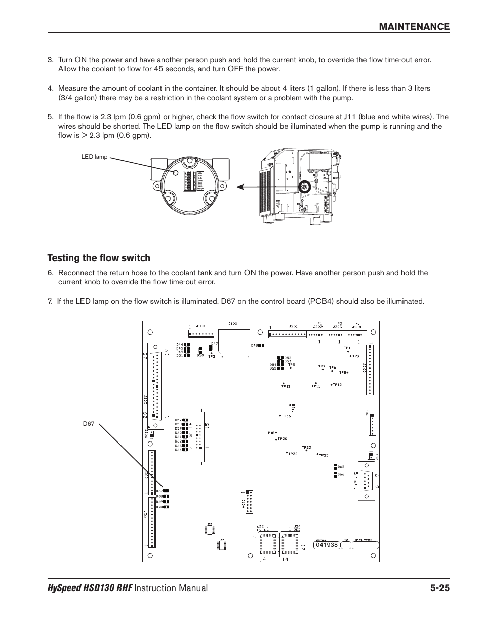 Pcb block diagram -8, Testing the flow switch -25 | Hypertherm HSD130 HySpeed Plasma User Manual | Page 171 / 233