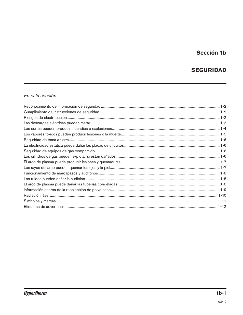 Seccíon 1b seguridad | Hypertherm HSD130 HySpeed Plasma User Manual | Page 43 / 233