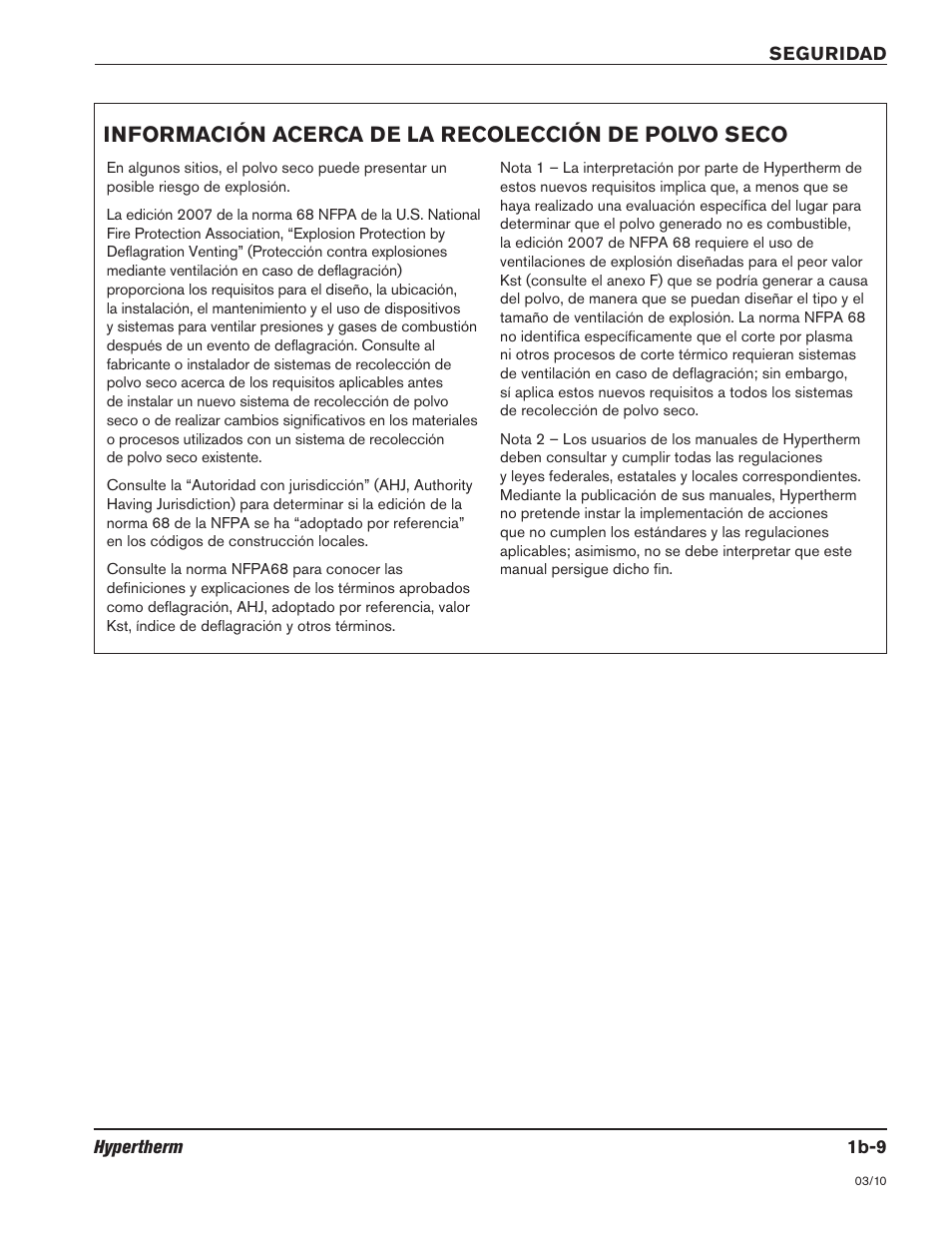 Información acerca de la recolección de polvo seco | Hypertherm HSD130 HySpeed Plasma User Manual | Page 51 / 233