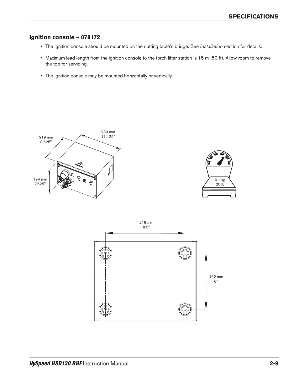 System description -2, Ignition console — 078172 -9 | Hypertherm HSD130 HySpeed Plasma User Manual | Page 65 / 233