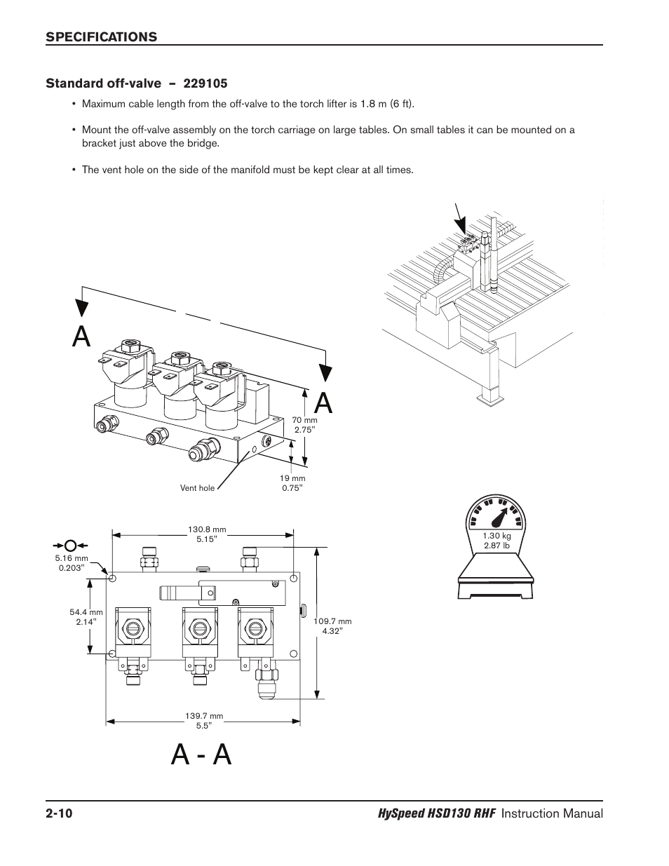 General -2, Standard off-valve — 229105 -10, Aa - a | Hypertherm HSD130 HySpeed Plasma User Manual | Page 66 / 233