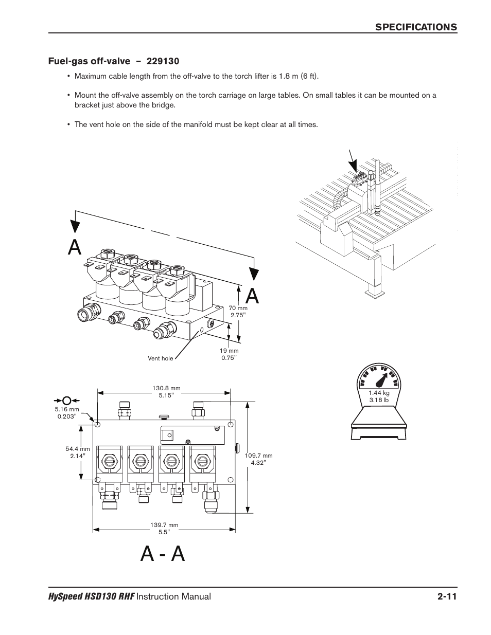 Power supply -2, Fuel-gas off-valve — 229130 -11, Aa - a | Hypertherm HSD130 HySpeed Plasma User Manual | Page 67 / 233