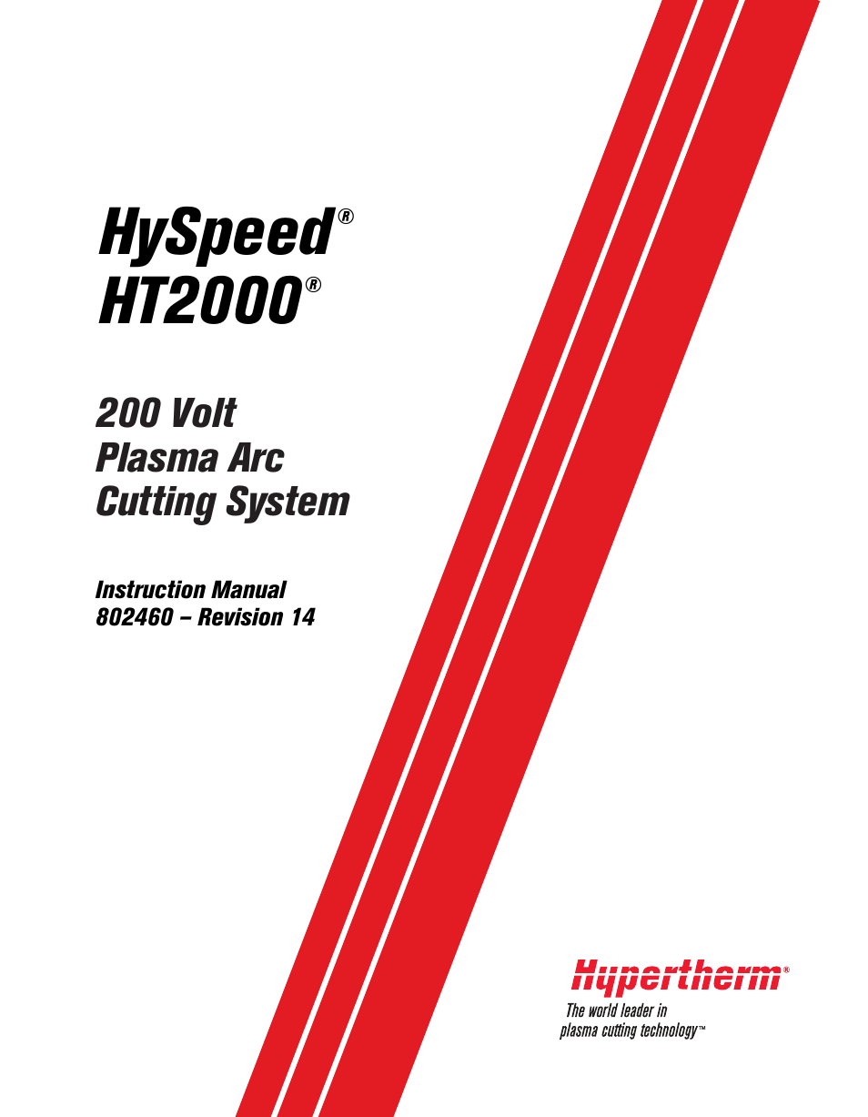 Hypertherm HT2000-200 Volt User Manual | 289 pages