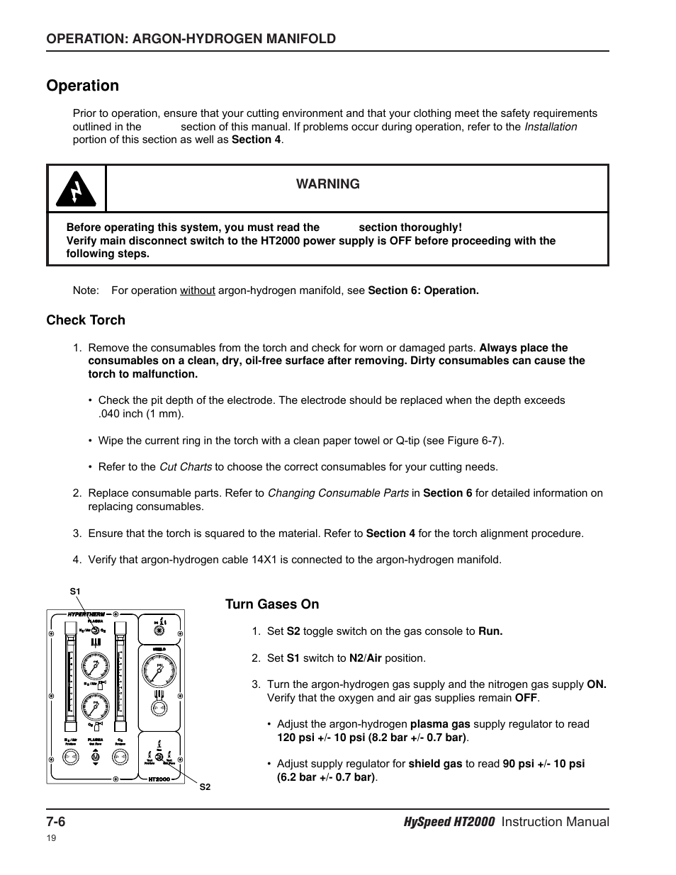 Operation | Hypertherm HT2000-200 Volt User Manual | Page 143 / 289