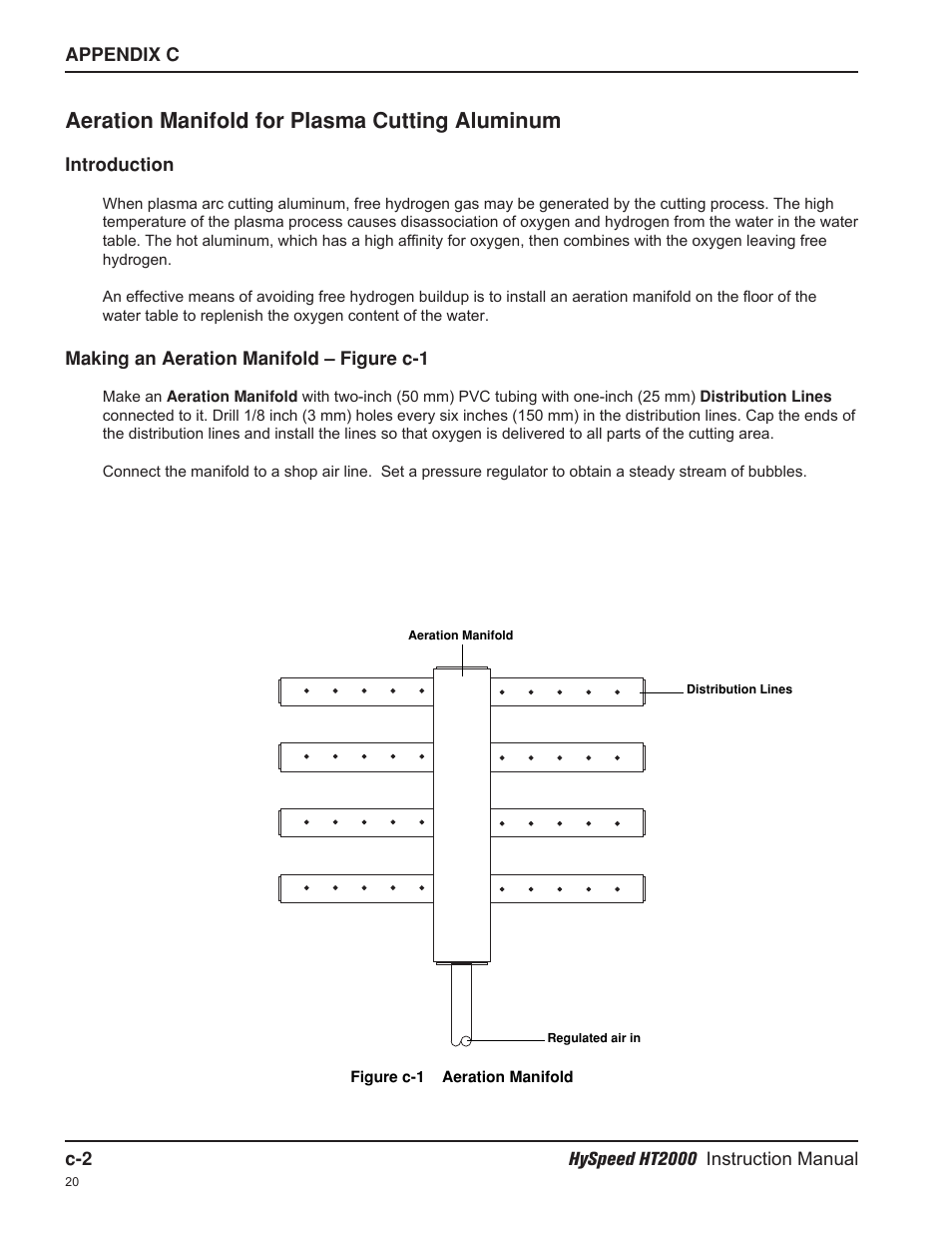 Aeration manifold for plasma cutting aluminum | Hypertherm HT2000-200 Volt User Manual | Page 277 / 289