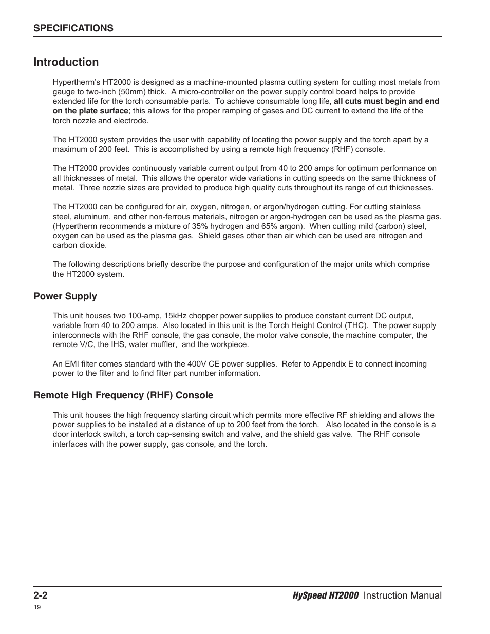Introduction | Hypertherm HT2000-200 Volt User Manual | Page 33 / 289
