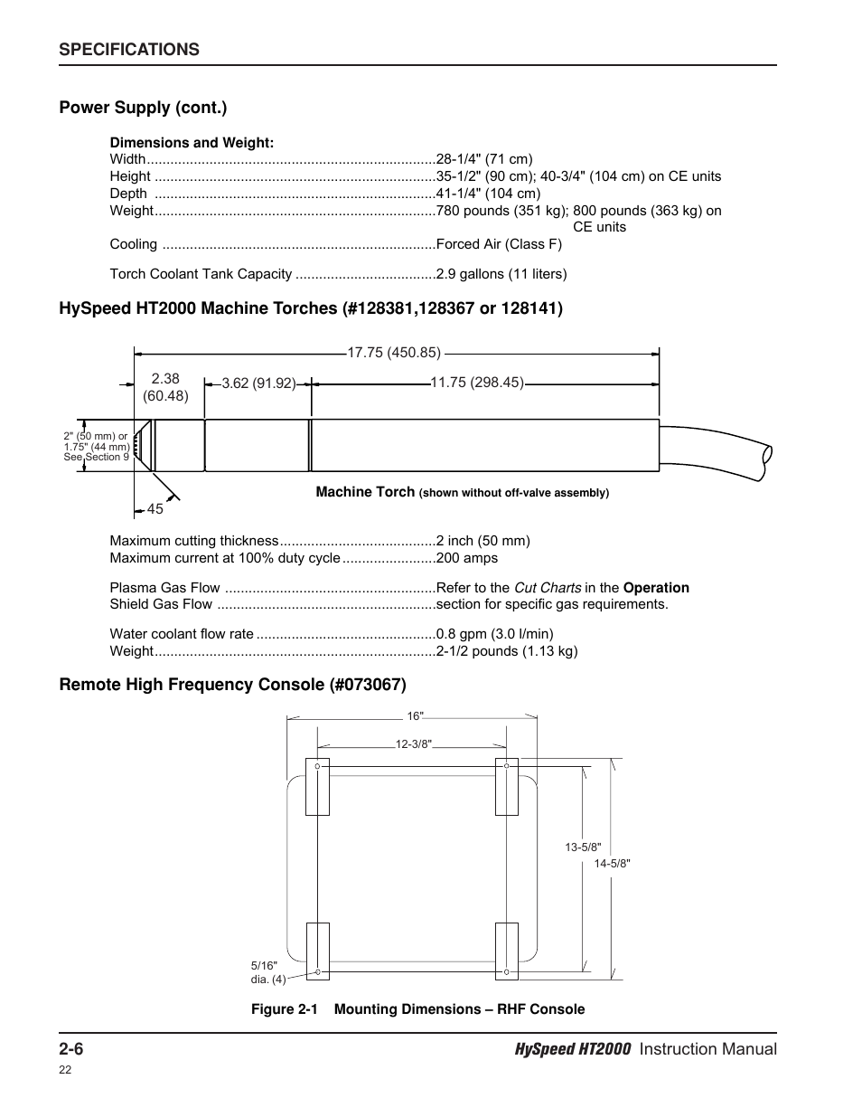 Hypertherm HT2000-200 Volt User Manual | Page 37 / 289