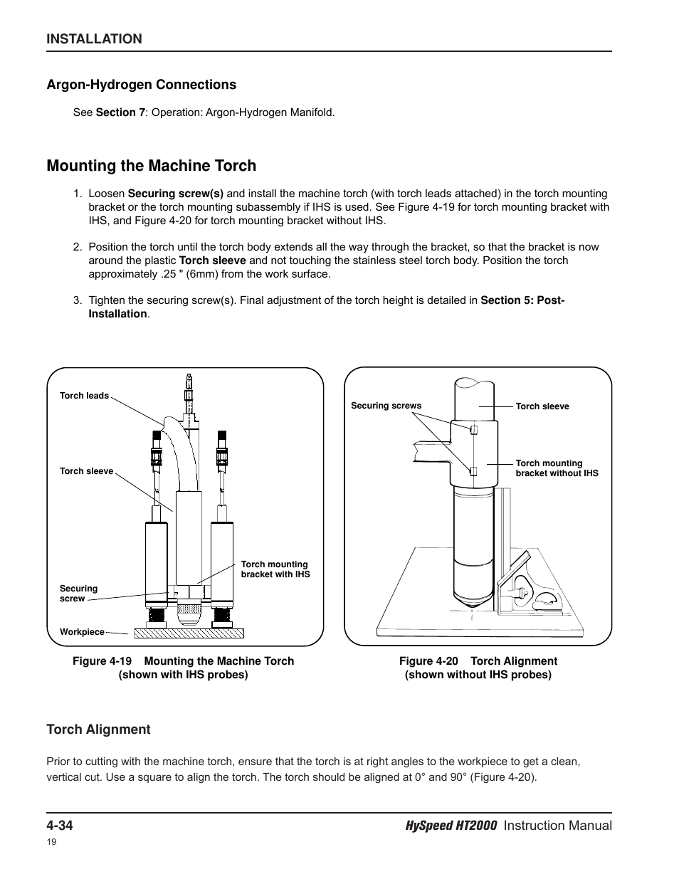 Mounting the machine torch | Hypertherm HT2000-200 Volt User Manual | Page 87 / 289