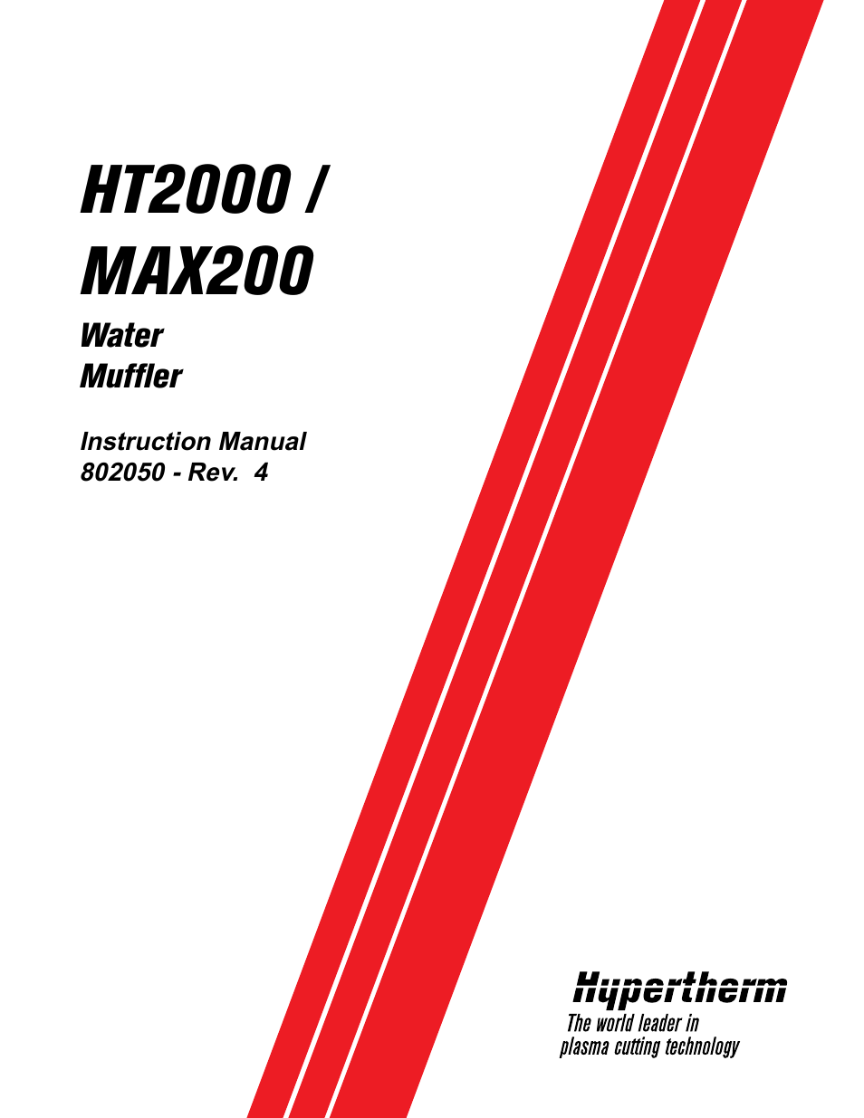 Hypertherm HT2000 Water Muffler User Manual | 39 pages