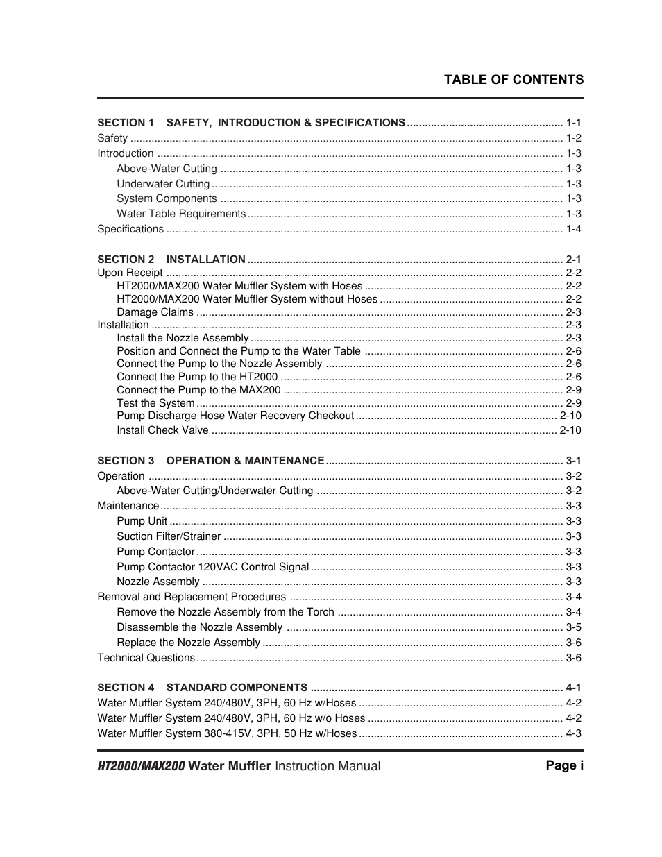 Hypertherm HT2000 Water Muffler User Manual | Page 4 / 39