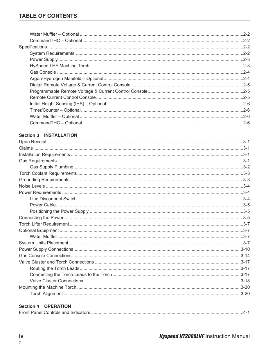 Hypertherm HT200LHF-200 Volt HySpeed User Manual | Page 11 / 202