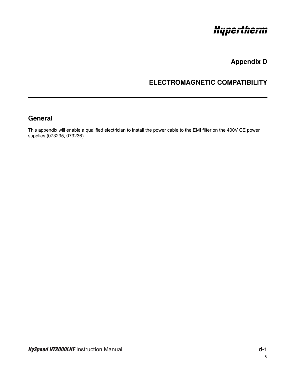 Hypertherm HT200LHF-200 Volt HySpeed User Manual | Page 189 / 202