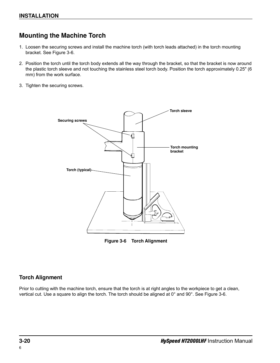 Mounting the machine torch | Hypertherm HT200LHF-200 Volt HySpeed User Manual | Page 53 / 202