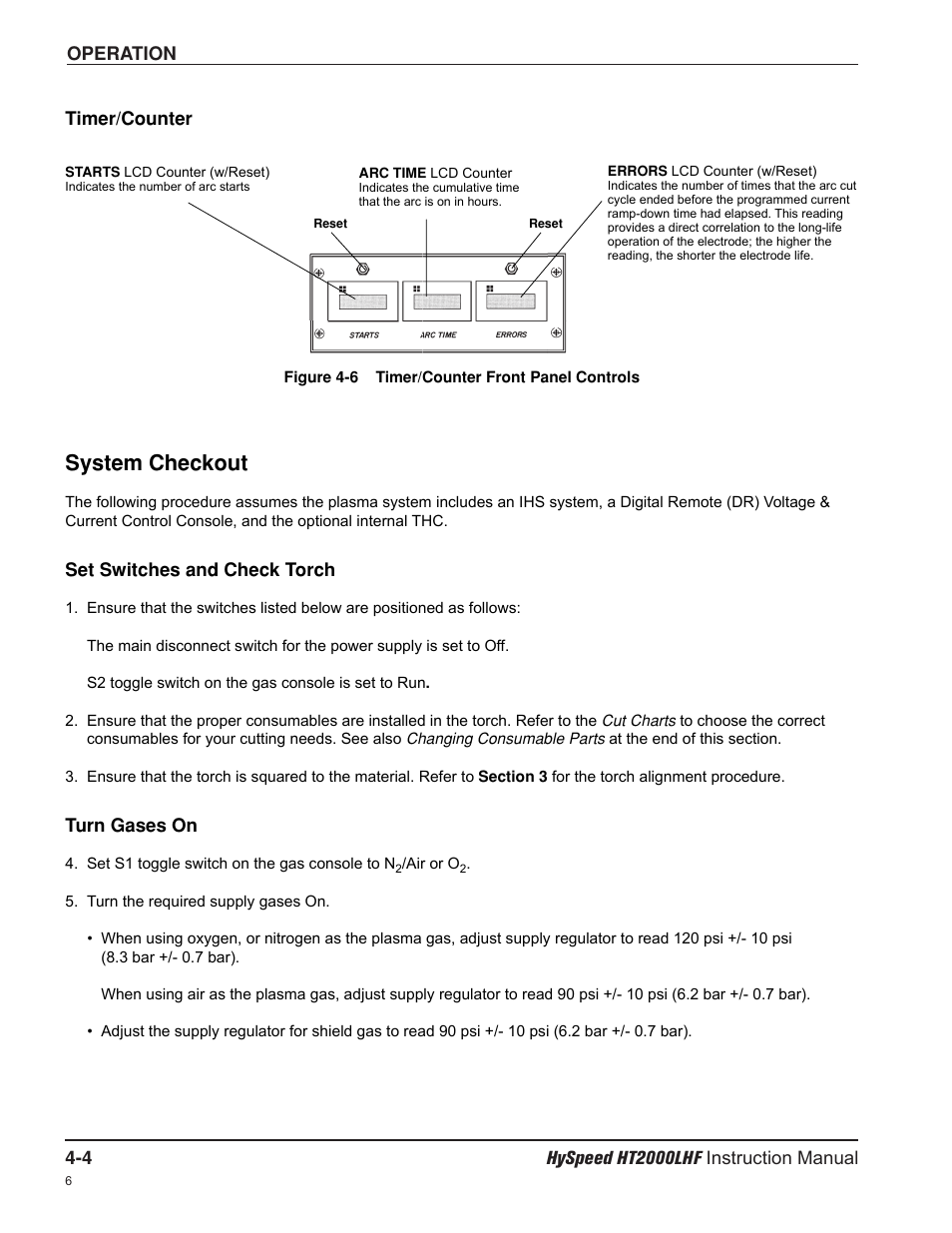 System checkout | Hypertherm HT200LHF-200 Volt HySpeed User Manual | Page 57 / 202