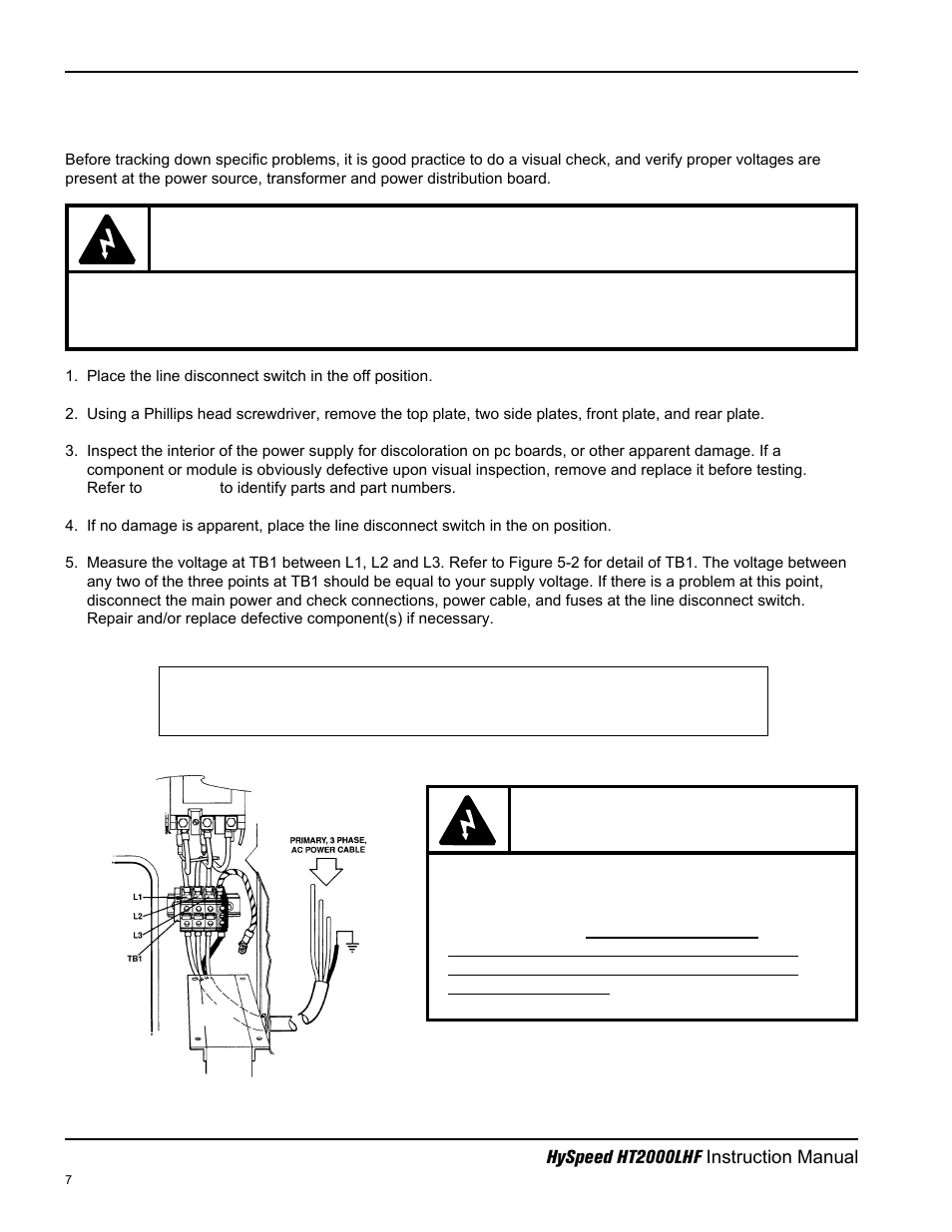 Initial checks | Hypertherm HT200LHF-200 Volt HySpeed User Manual | Page 93 / 202