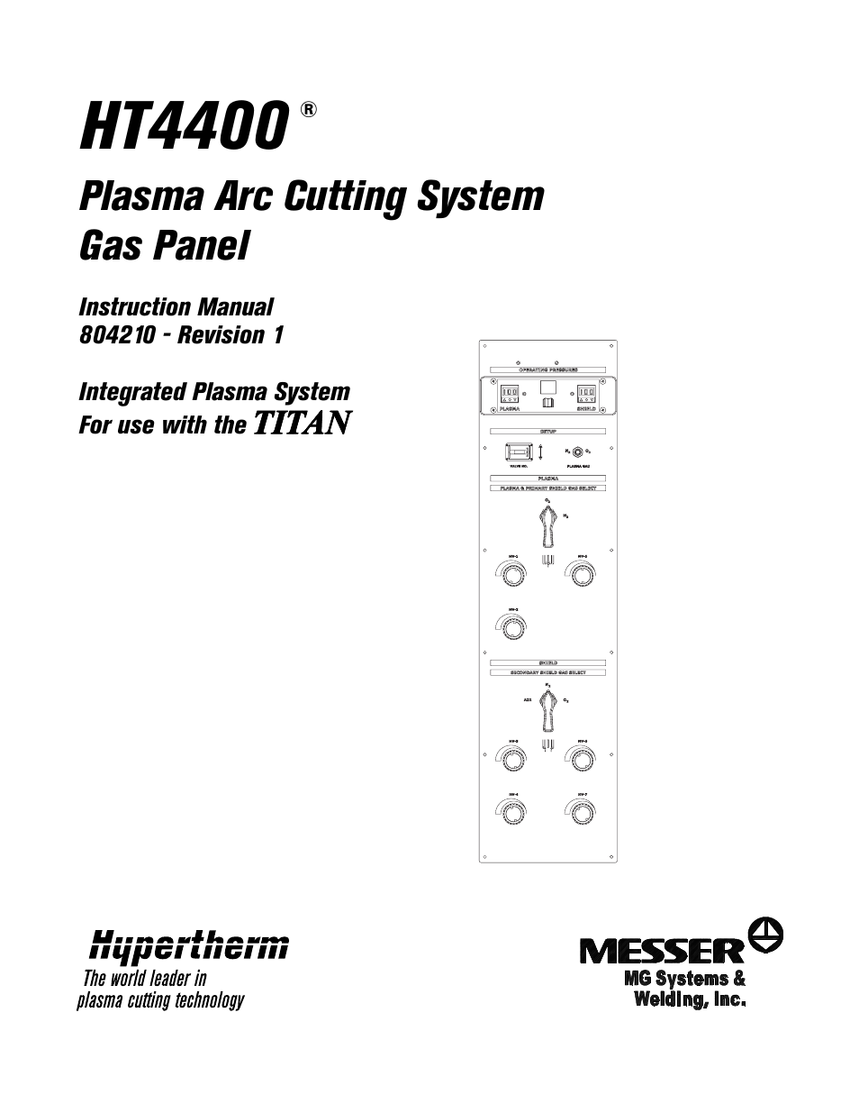 Hypertherm HT4400 Plasma Arc Cutting System Gas Panel User Manual | 28 pages