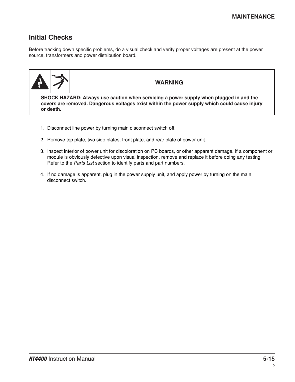 Initial checks -15 | Hypertherm HT4400 HySpeed Plasma Arc Cutting System User Manual | Page 106 / 199