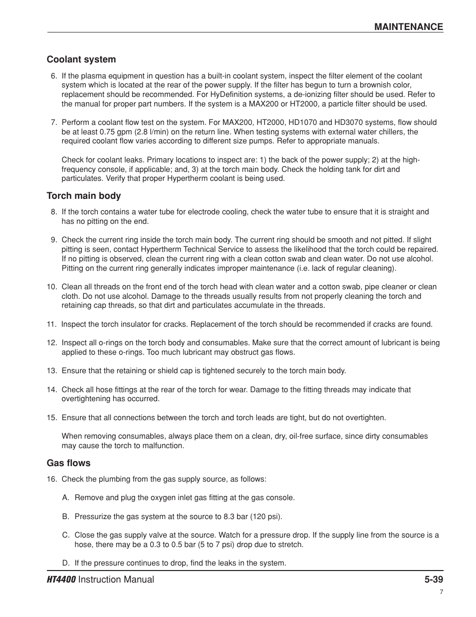 Hypertherm HT4400 HySpeed Plasma Arc Cutting System User Manual | Page 129 / 199