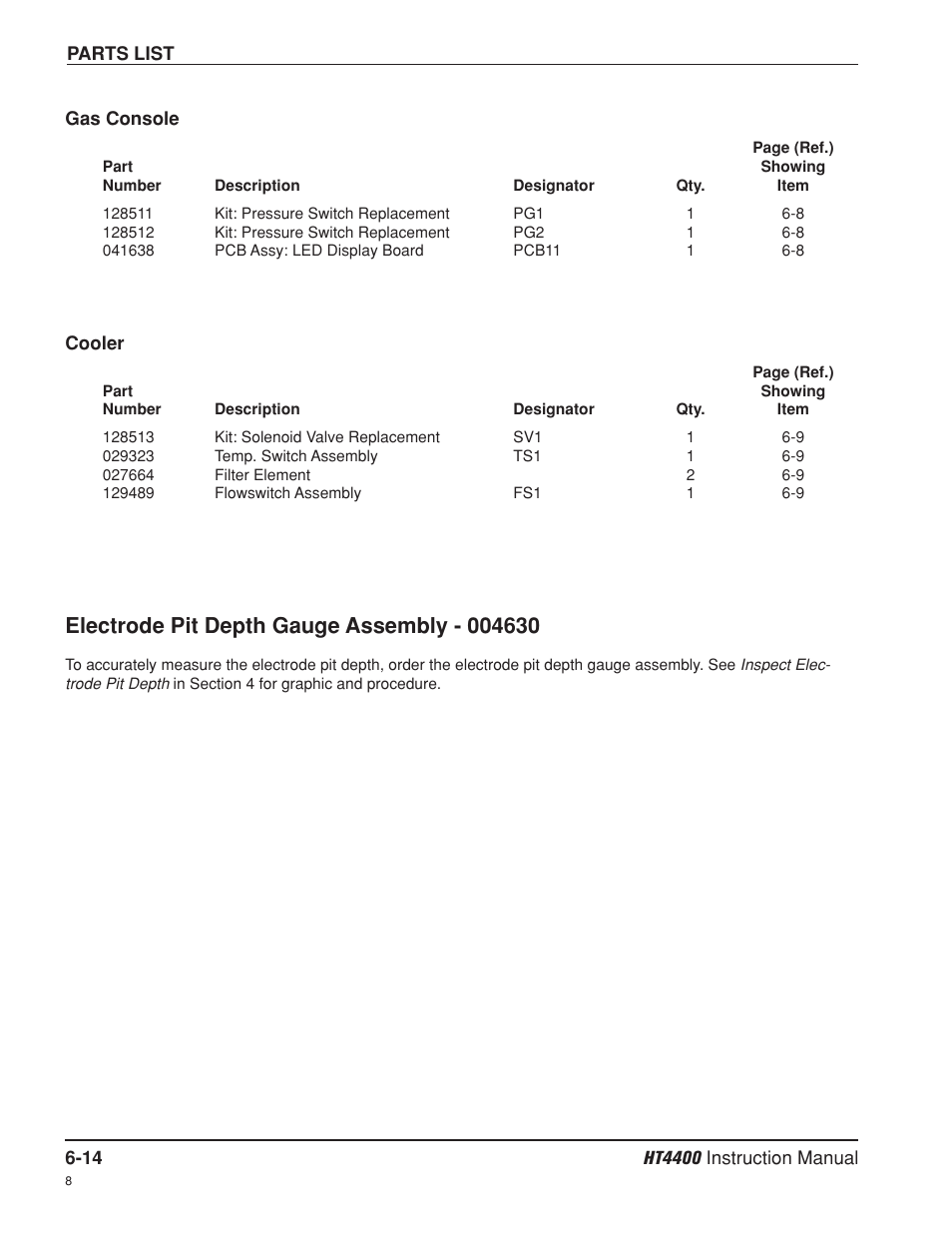 Electrode pit depth gauge assembly -14, Electrode pit depth gauge assembly - 004147 -14 | Hypertherm HT4400 HySpeed Plasma Arc Cutting System User Manual | Page 147 / 199