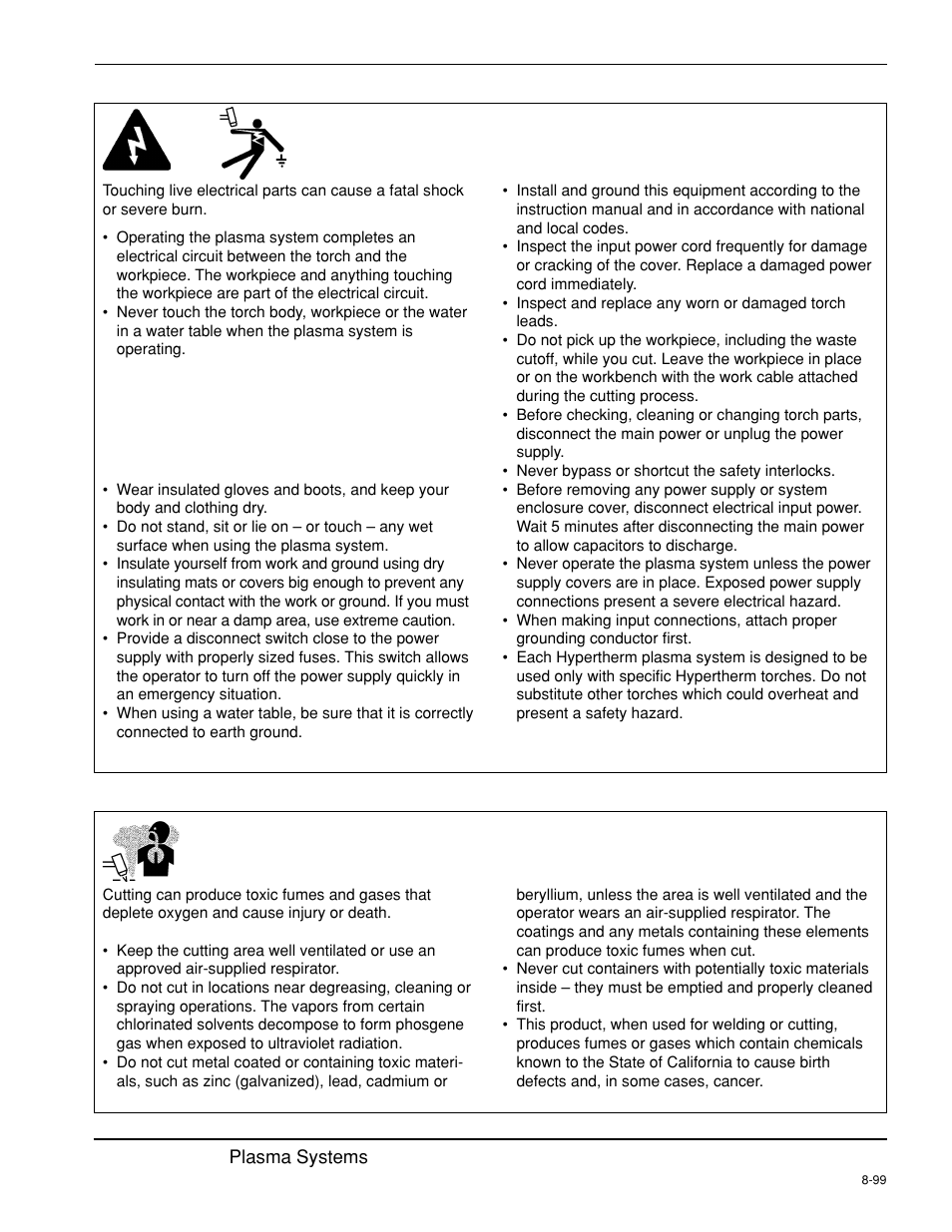 Electric shock can kill -3, Cutting can produce toxic fumes -3 | Hypertherm HT4400 HySpeed Plasma Arc Cutting System User Manual | Page 16 / 199