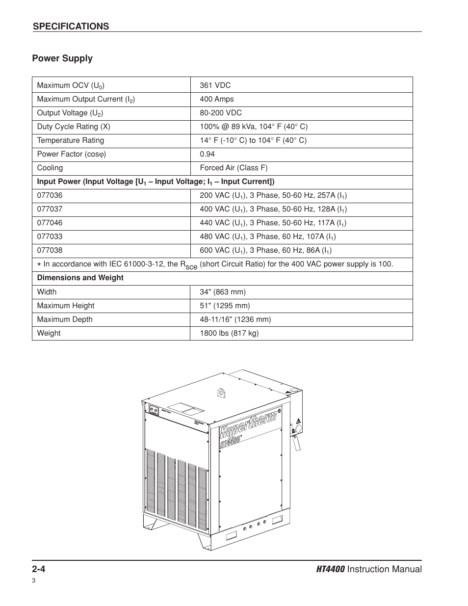 Power supply -4 | Hypertherm HT4400 HySpeed Plasma Arc Cutting System User Manual | Page 29 / 199