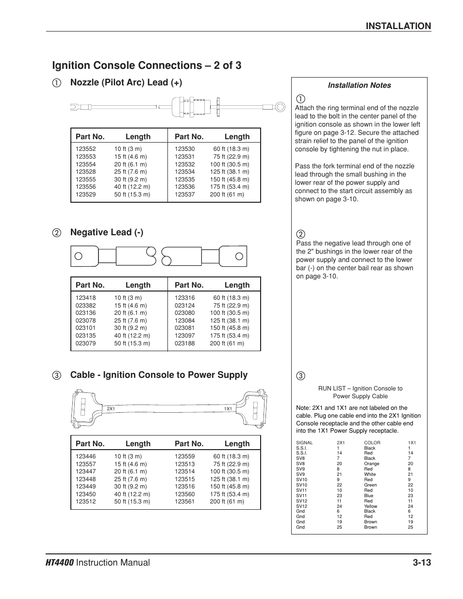 Ignition console connections - 2 of 3 -13, Ignition console connections – 2 of 3 | Hypertherm HT4400 HySpeed Plasma Arc Cutting System User Manual | Page 47 / 199