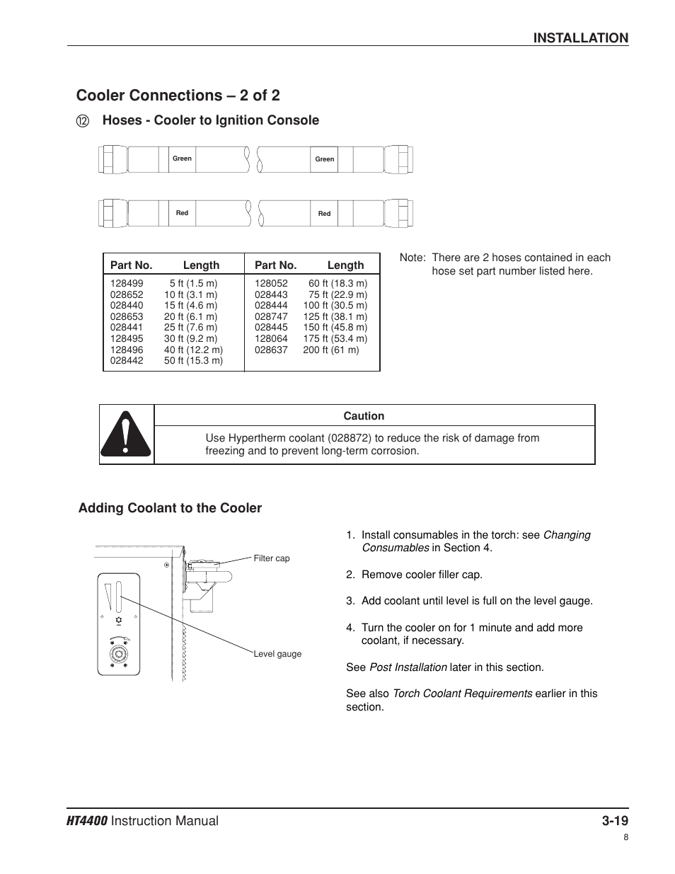 Cooler connections - 2 of 2 -19, Cooler connections – 2 of 2 | Hypertherm HT4400 HySpeed Plasma Arc Cutting System User Manual | Page 53 / 199