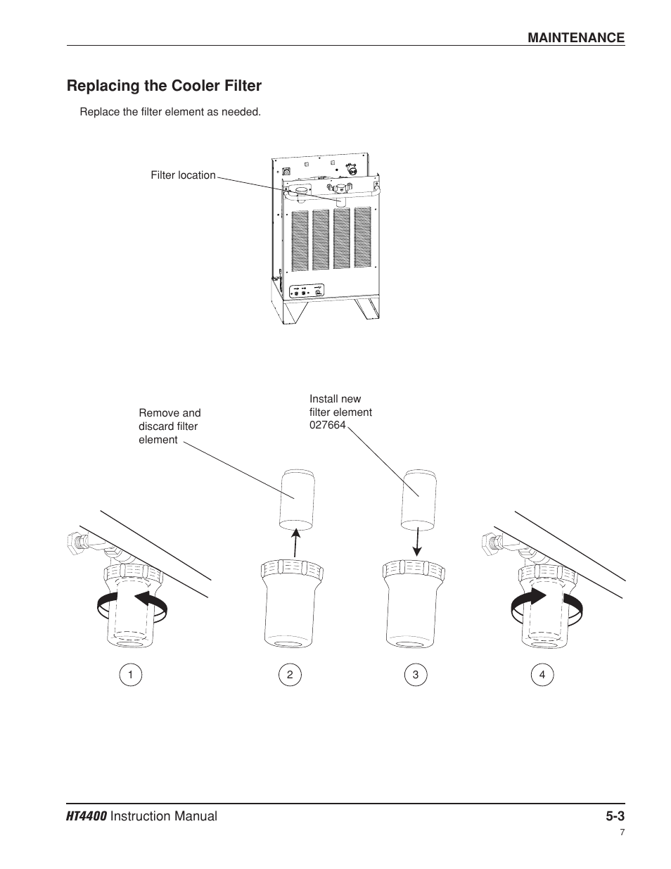 Replacing the cooler filter -3, Pump strainer cleaning -3 | Hypertherm HT4400 HySpeed Plasma Arc Cutting System User Manual | Page 94 / 199