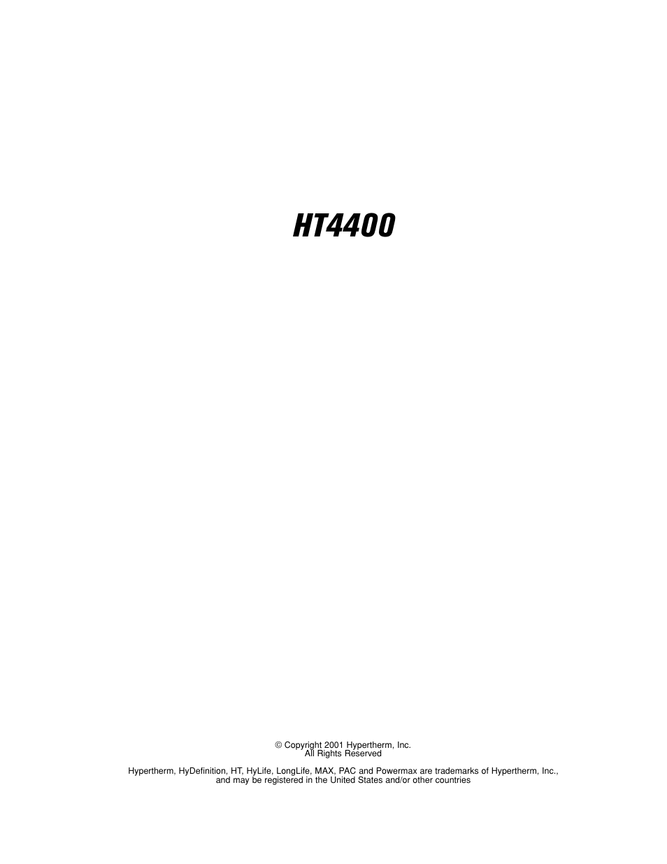 Ht4400 | Hypertherm HT4400 HySpeed Product Configuration User Manual | Page 2 / 23