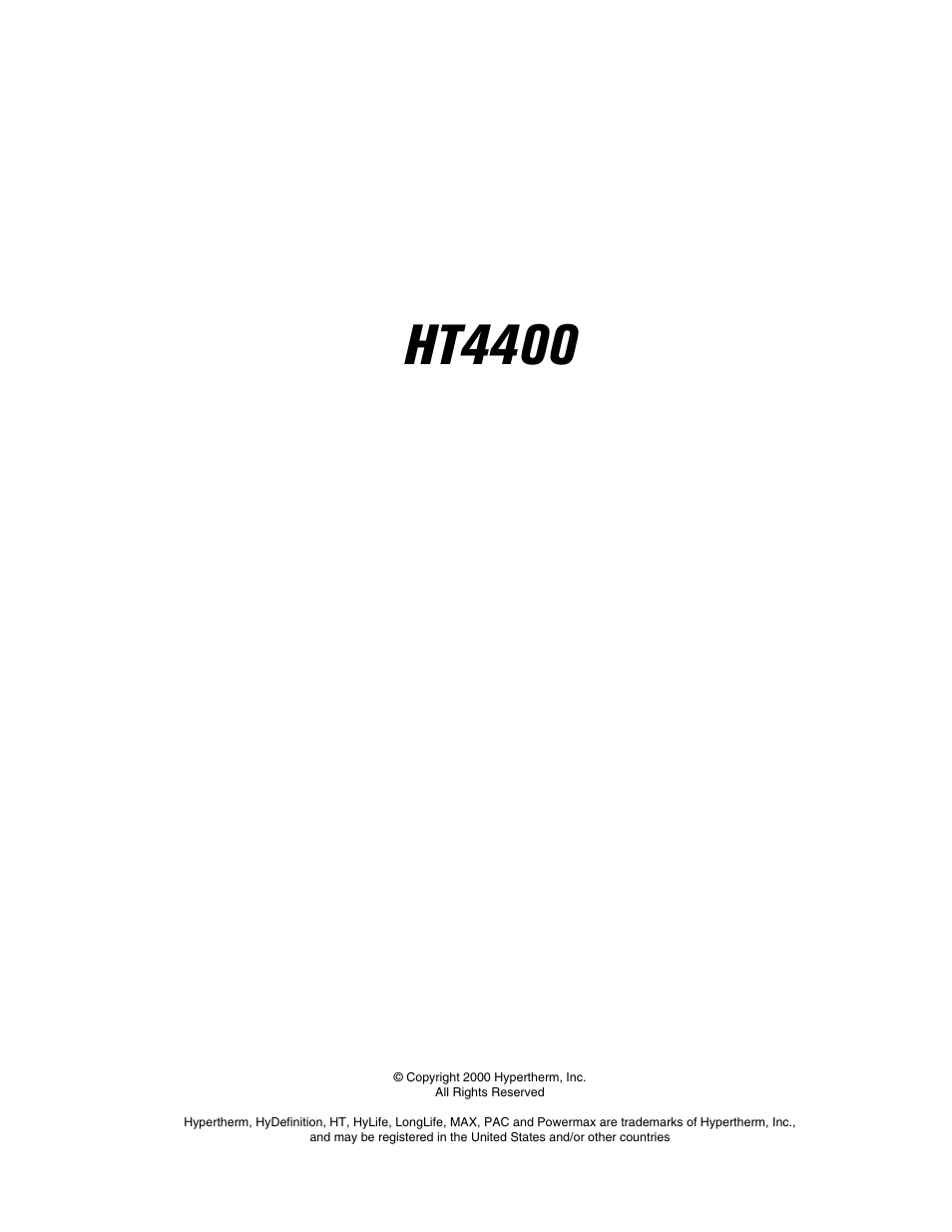 Ht4400 | Hypertherm HT4400 HySpeed User Manual | Page 2 / 20