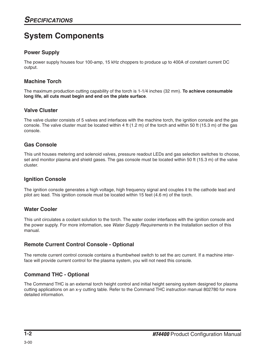 System components -2, System components | Hypertherm HT4400 HySpeed User Manual | Page 5 / 20