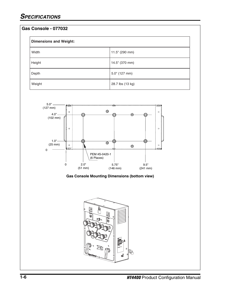 Gas console -6, Pecifications | Hypertherm HT4400 HySpeed User Manual | Page 9 / 20