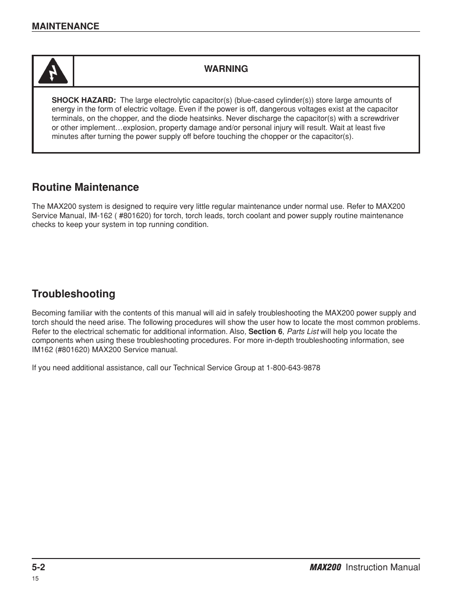 Routine maintenance -2, Troubleshooting -2, Routine maintenance | Troubleshooting | Hypertherm MAX200 Machine Torch Plasma Arc Cutting System User Manual | Page 113 / 187