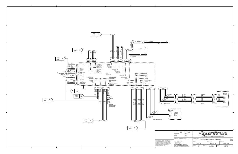 Elec/gas schem: max200 | Hypertherm MAX200 Machine Torch Plasma Arc Cutting System User Manual | Page 154 / 187