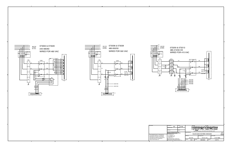 Elec/gas schem: max200 | Hypertherm MAX200 Machine Torch Plasma Arc Cutting System User Manual | Page 158 / 187